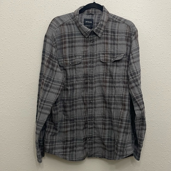 prAna button down shirt men’s XL gray - Picture 1 of 5